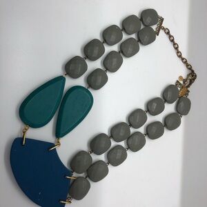 Anthropologie Flat Bead Teal and Gray Necklace